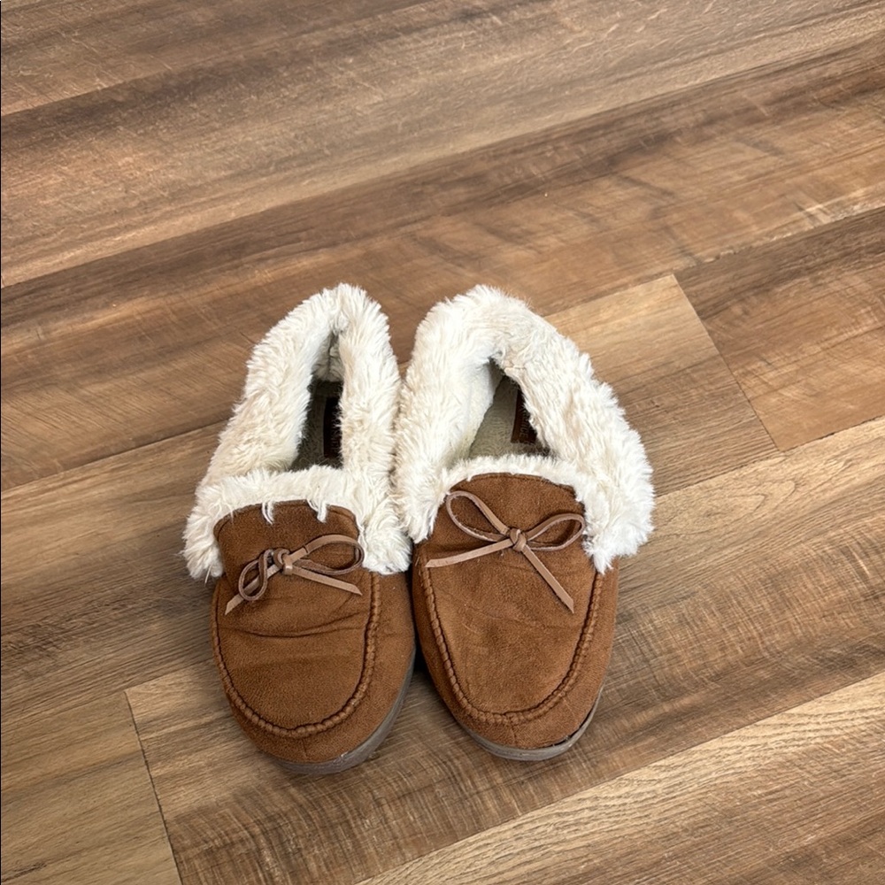 Cozy Brown Moccasins with Cream Lining